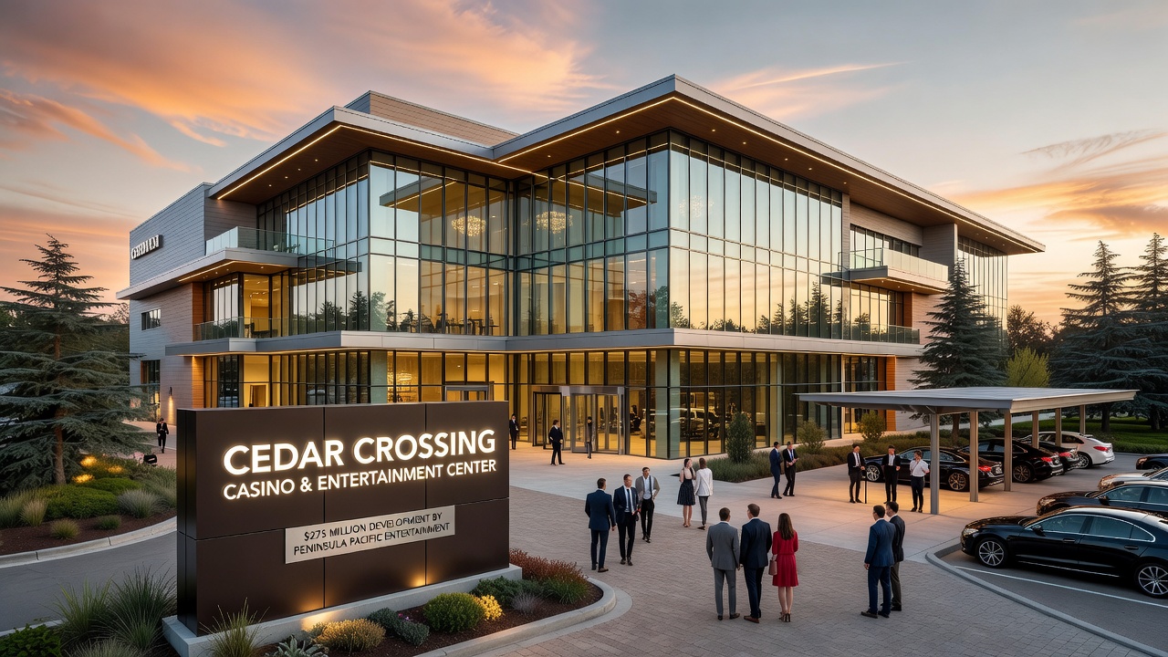 Interior rendering of slot machines and table games at Cedar Crossing Casino